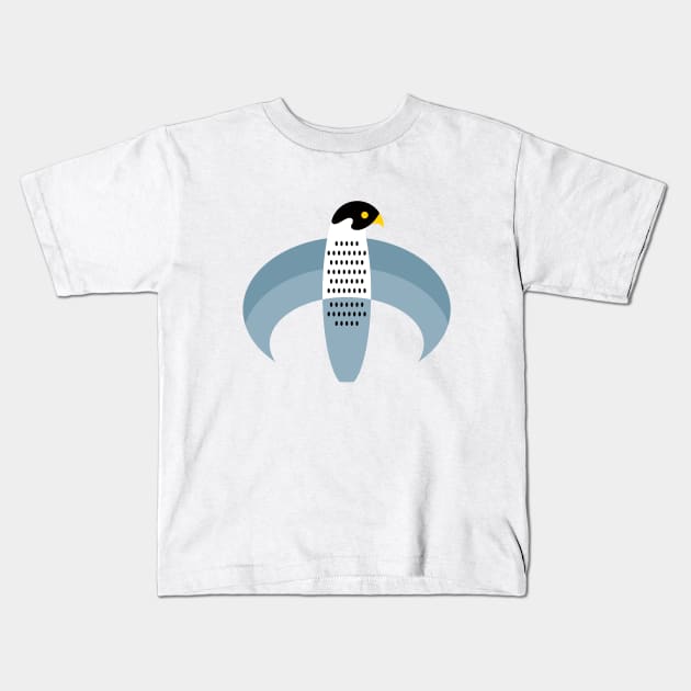 Peregrine falcon on blue sky Kids T-Shirt by SakalDesign